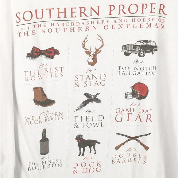 Southern Proper XXL White Pocket T-Shirt Graphic Back Field & Fowl Made in Peru - Picture 6 of 6